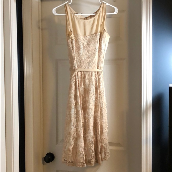 Dress Barn Dresses & Skirts - NWT Beige/nude Dress Barn lace dress with tie belt